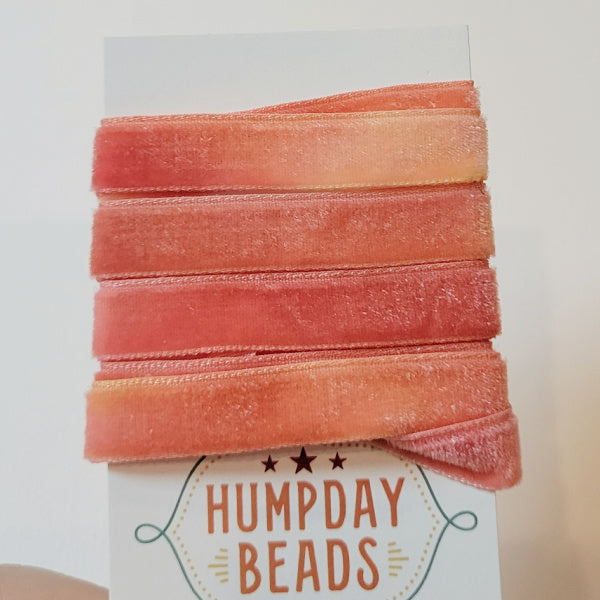 Hand-Dyed Velvet Ribbon, Fall Leaves,  5/8" Wide, 1 Yard