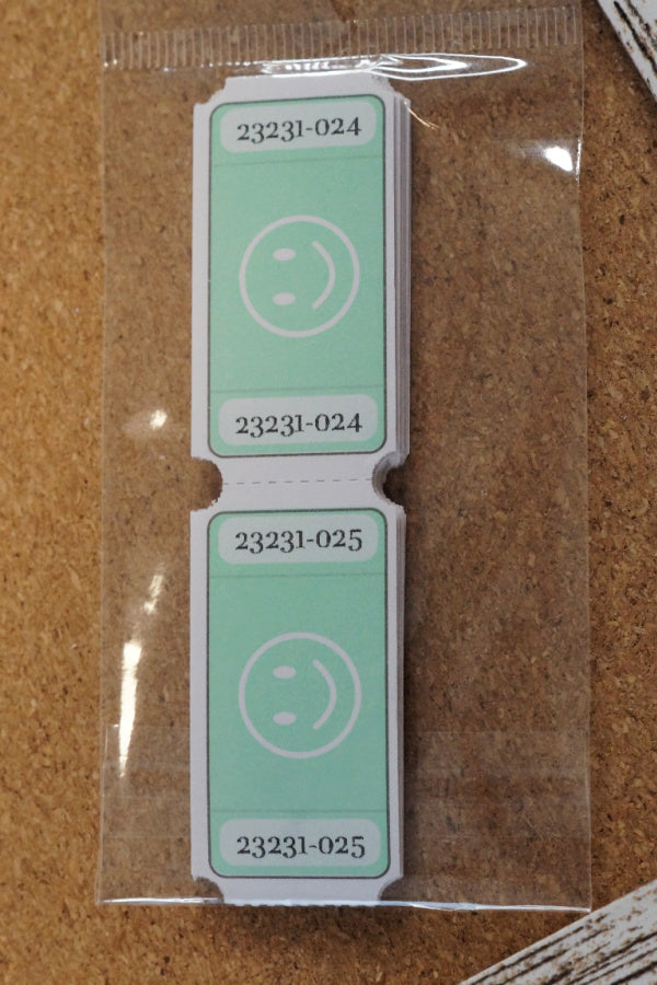 Aqua Smiley Face Tickets, Set of 15