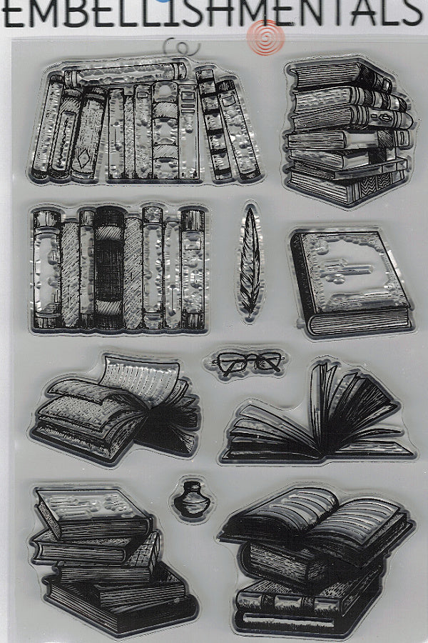 Booked Solid Clear Stamp Set, 11 Piece Library & Literary Collection