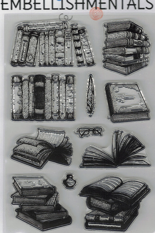 Booked Solid Clear Stamp Set, 11 Piece Library & Literary Collection