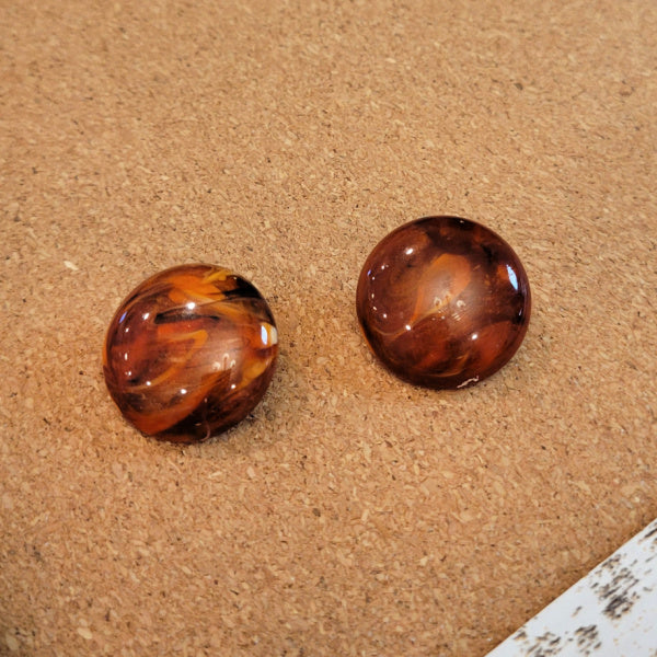 Vintage Brown Swirl Lucite Buttons - Tortoiseshell Effect Shank Buttons