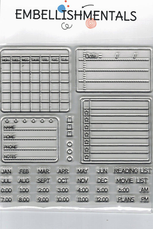 Plan & Repeat Clear Stamp Set, 36 Piece Bullet Journal & Calendar Builder