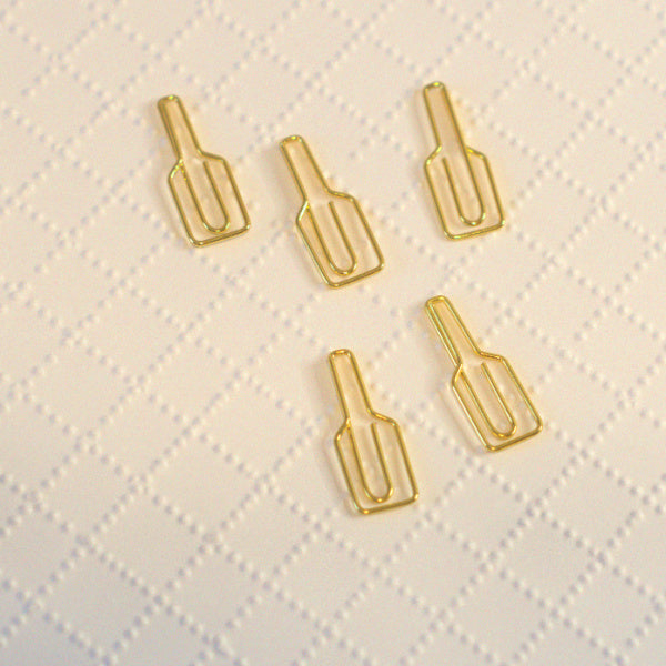 Gold Champagne Bottle Wire Shaped Paperclips