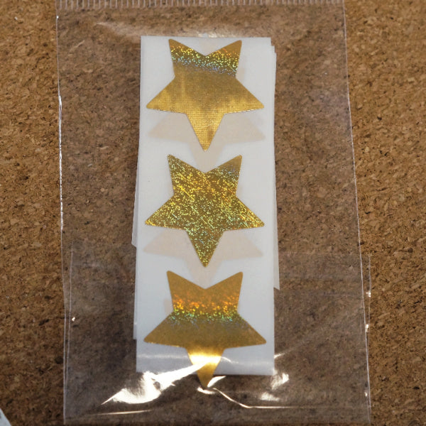 Holographic Gold Star Stickers, Set of 15