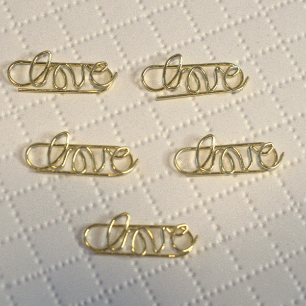 Gold “Love” Wire Shaped Paper Clips