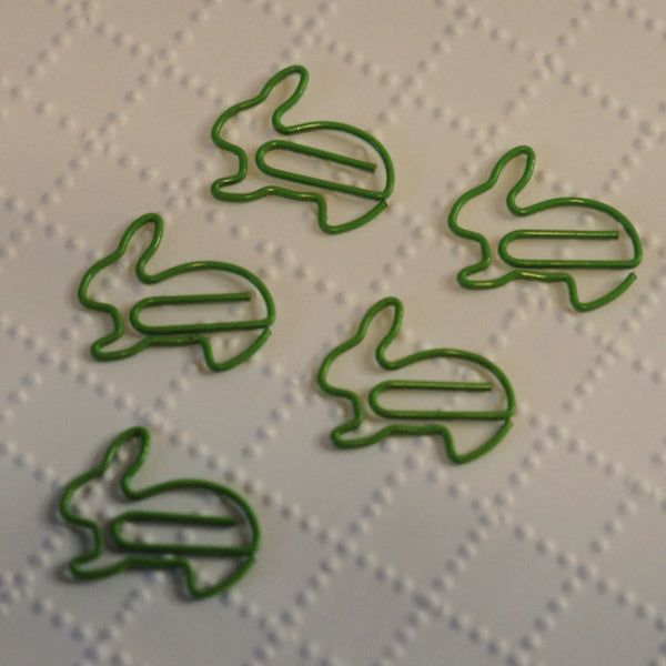 Green Bunny Rabbit Wire Shaped Paperclips
