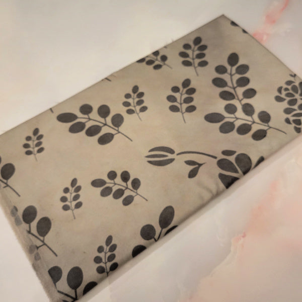 OOAK Hand-Dyed Fabric | Smoke Gray Bamboo Print | 24” x 44”