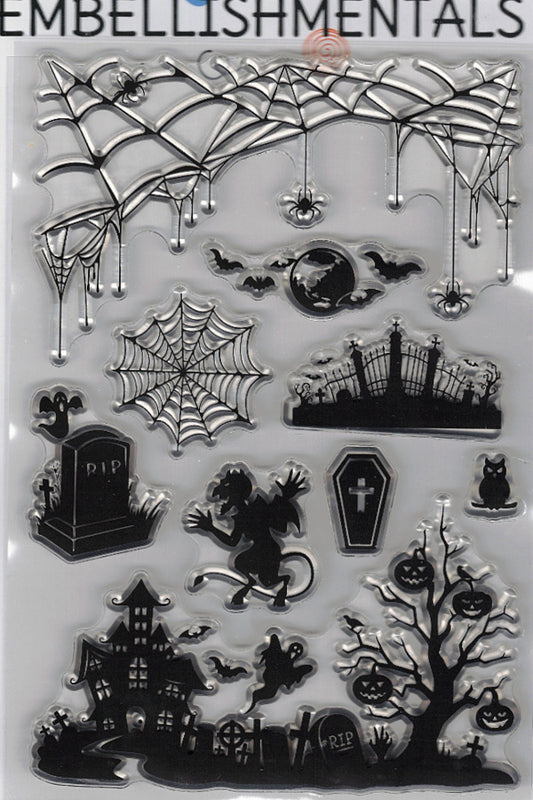 Creeptastic Halloween Stamp Set – 9 Spooky Pieces for Haunted Crafts