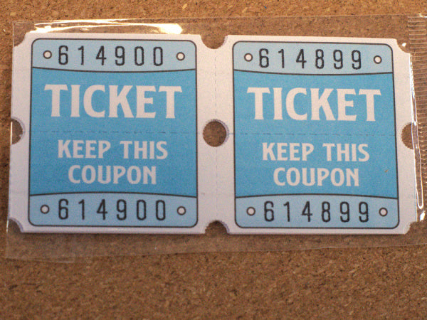 Light Blue Double Raffle Tickets, Set of 10