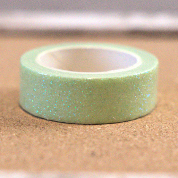Mint Green Pastel Sparkle Glitter Washi Tape - 15mm x 2m