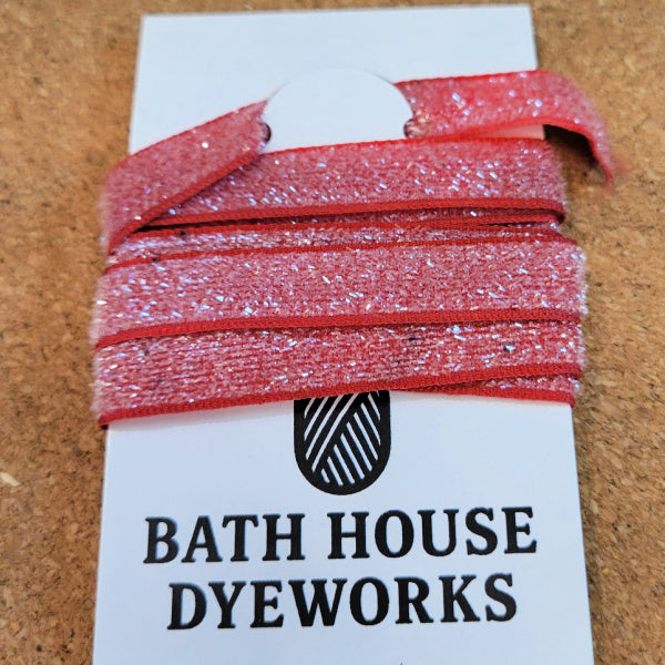 Hand Dyed Sparkle Ribbon — Mulled Wine — 1 Yard — Bath House Dyeworks