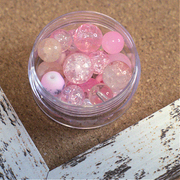 Bubblegum Bead Mix, 20g Pink Glass Bead Soup