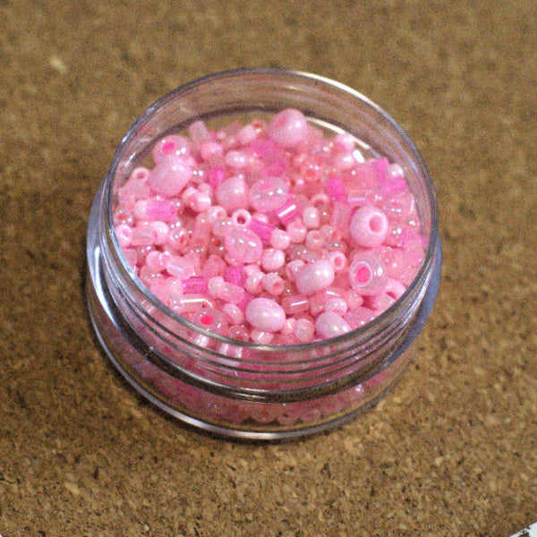 Pink Glass Seed Bead Mix, 13.5 g jar