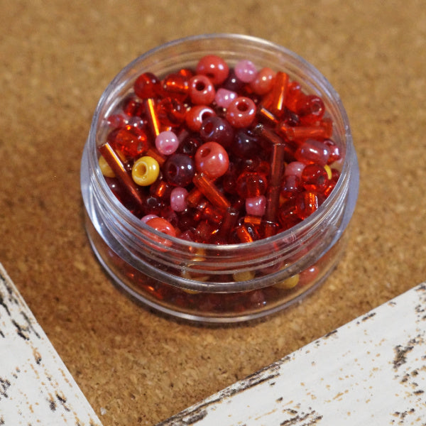 Cherry Bomb Glass Seed Bead Mix, 13.5 g jar