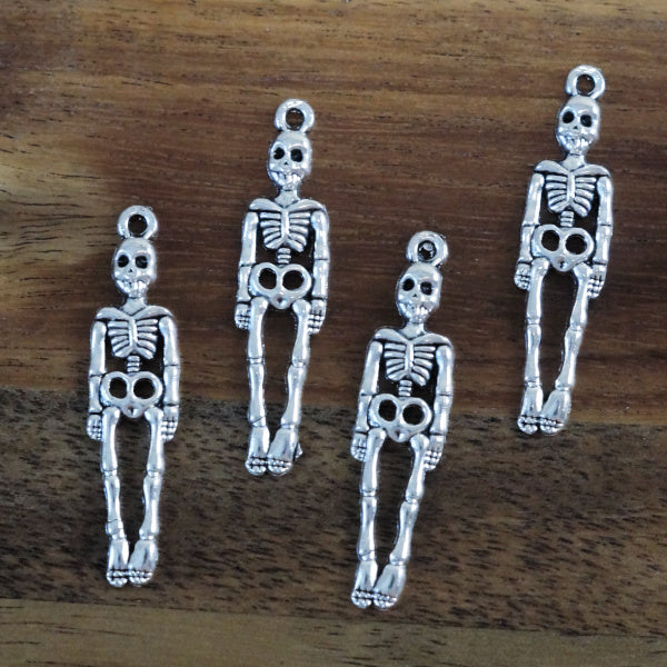 Silver Skeleton Charms, Set of 4