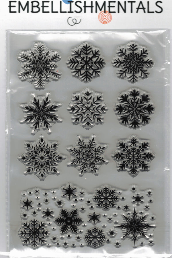 Snowfall & Flurries Clear Stamp Set, 10-Piece Winter Snowflake Collection