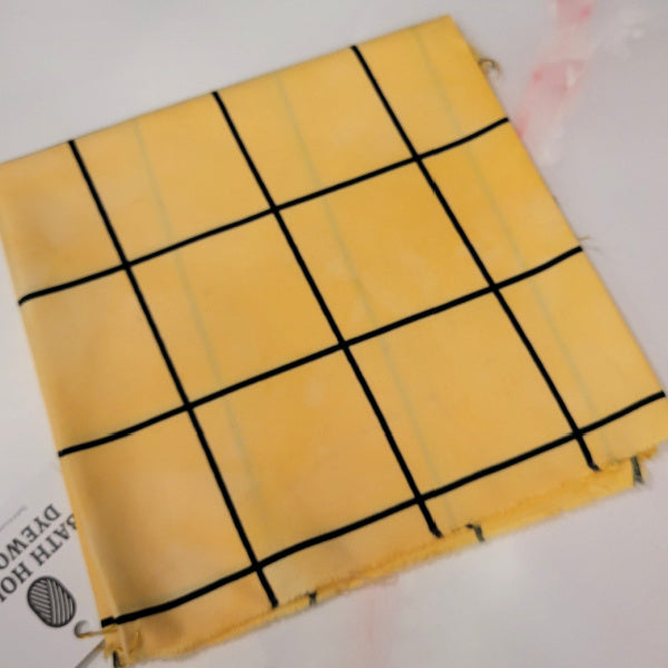 OOAK Hand-Dyed Fabric | Golden Windowpane | 13” x 26”