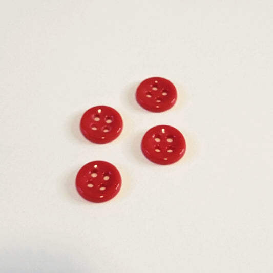 Tomato Red Porcelain Buttons – 4 Pack – 12mm Round
