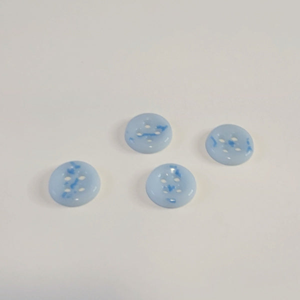 Whisper Blue Splatter Porcelain Buttons – 4 Pack – 12mm Round