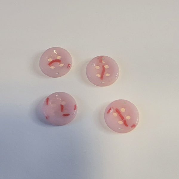 Soft Pink Splatter Porcelain Buttons – 4 Pack – 12mm Round
