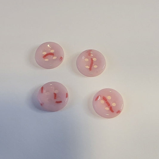 Soft Pink Splatter Porcelain Buttons – 4 Pack – 12mm Round