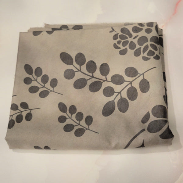 OOAK Hand-Dyed Fabric | Smoke Gray Bamboo Print | 24” x 44”