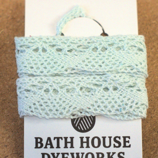 Hand-Dyed Cotton Lace Trim – Scalloped Seafoam Green - 5/8 in x 1 yd