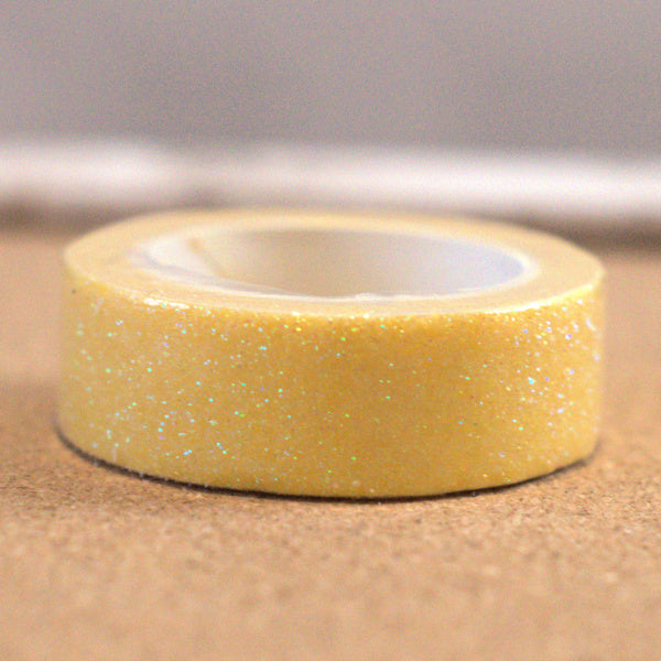 Yellow Pastel Sparkle Glitter Washi Tape - 15mm x 2m