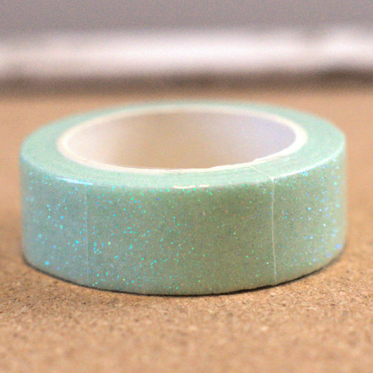 Aqua Pastel Sparkle Glitter Washi Tape - 15mm x 2m