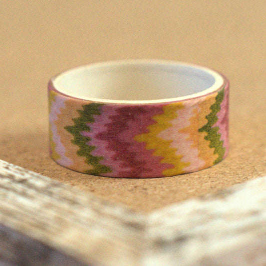 Bargello Bloom Washi Tape – Neutral Pattern for Journaling & Paper Crafts