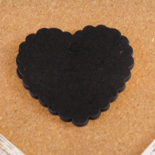 Black Scalloped Heart Tags – 3 Inch