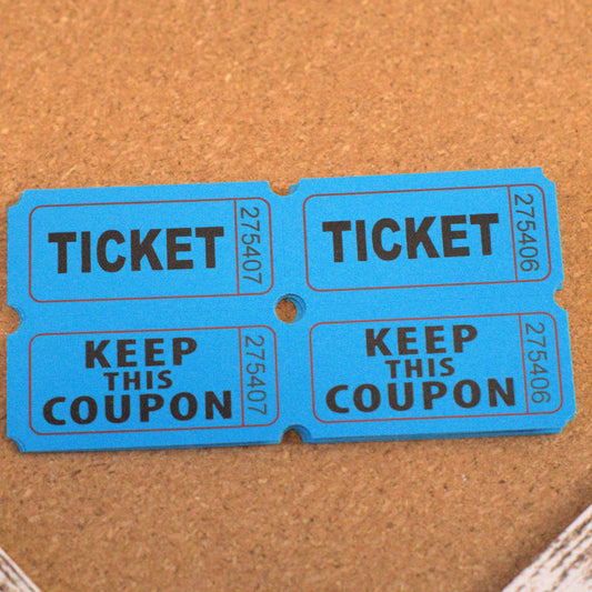 Two-Part Raffle Tickets for Junk Journaling and Mixed Media — Blue, Pack of 10