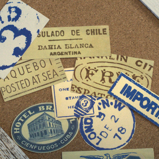 Vintage Postal Ephemera Sticker Pack - Set of 10 Vinyl Stickers