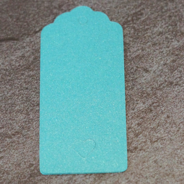 Lagoon Blue Shimmer Heart Cutout Tags, Junk Journal & Mixed Media Tags