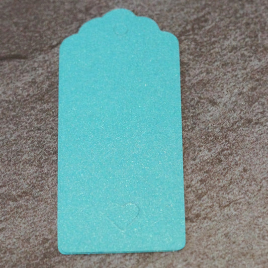 Lagoon Blue Shimmer Heart Cutout Tags, Junk Journal & Mixed Media Tags