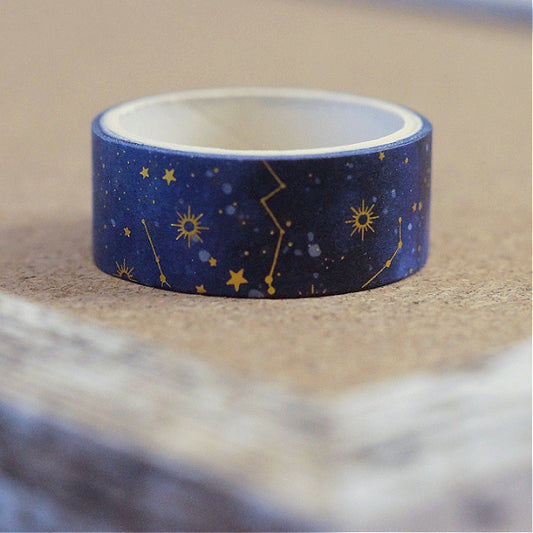 Foiled Constellation Washi Tape, Deep Blue Galaxy, 15mm x 2m