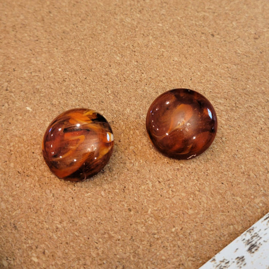 Vintage Brown Swirl Lucite Buttons - Tortoiseshell Effect Shank Buttons