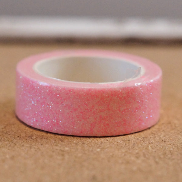 Cotton Candy Pink Pastel Sparkle Glitter Washi Tape - 15mm x 2m