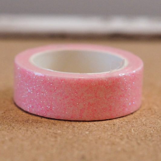 Cotton Candy Pink Pastel Sparkle Glitter Washi Tape - 15mm x 2m