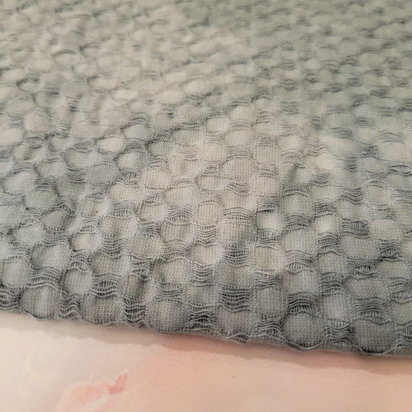 OOAK Hand-Dyed Cotton Fabric | Bubble-Textured Dusty Teal | 15” x 16”