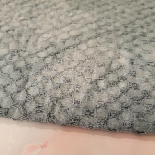 OOAK Hand-Dyed Cotton Fabric | Bubble-Textured Dusty Teal | 15” x 16”