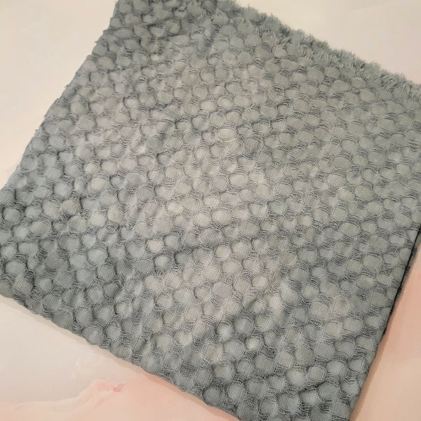 OOAK Hand-Dyed Cotton Fabric | Bubble-Textured Dusty Teal | 15” x 16”