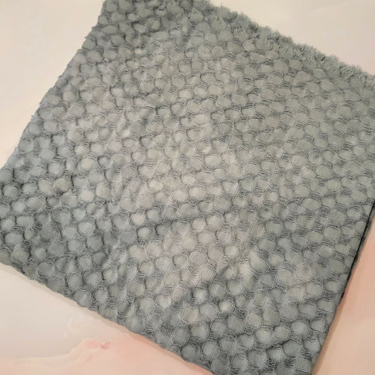 OOAK Hand-Dyed Cotton Fabric | Bubble-Textured Dusty Teal | 15” x 16”