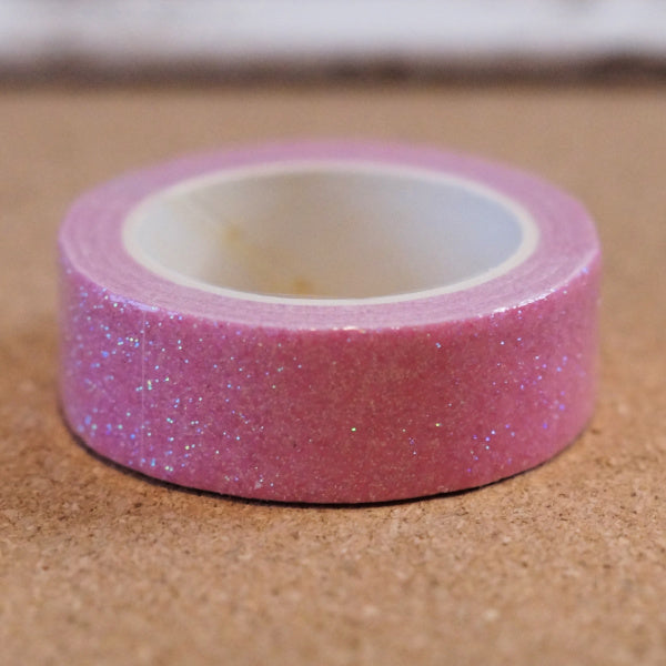 Fuchsia Pink Pastel Sparkle Glitter Washi Tape - 15mm x 2m