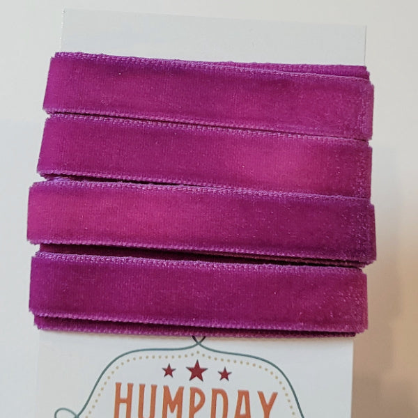 Hand-Dyed Velvet Ribbon, Fuchsia,  5/8" Wide, 1 Yard