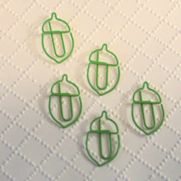 Green Acorn Wire Shaped Paperclips
