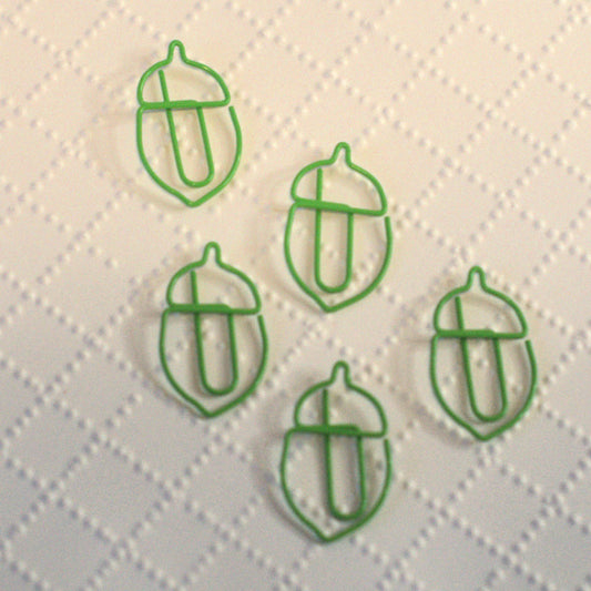 Green Acorn Wire Shaped Paperclips