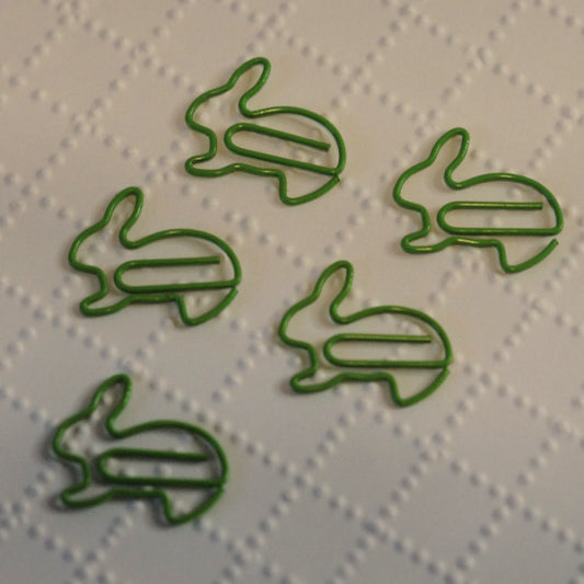 Green Bunny Rabbit Wire Shaped Paperclips