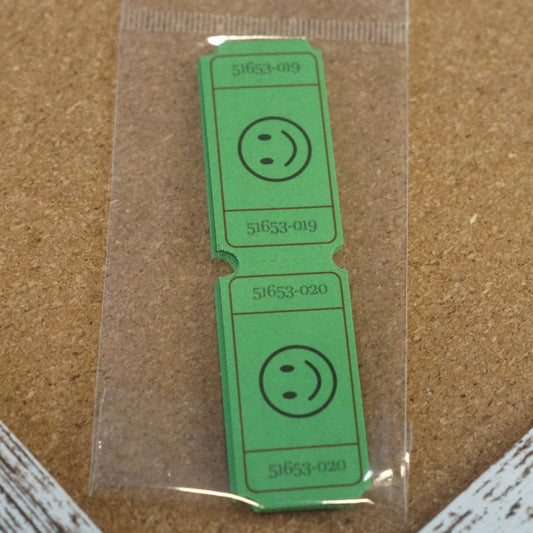 Grass Green Smiley Face Tickets, Set of 15