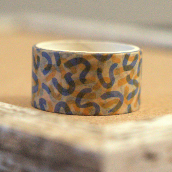 Loose Line Washi Tape – Grey & Gold – Neutral Pattern for Journaling & Paper Crafts